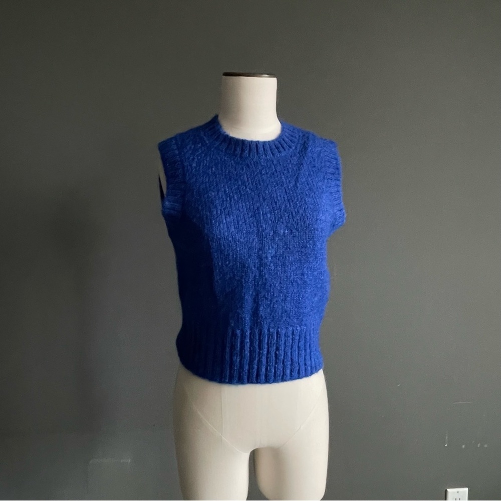 COS Cobalt Mohair Wool Cropped Sweater Vest Minimalist XS Jewel-Toned Resortwear